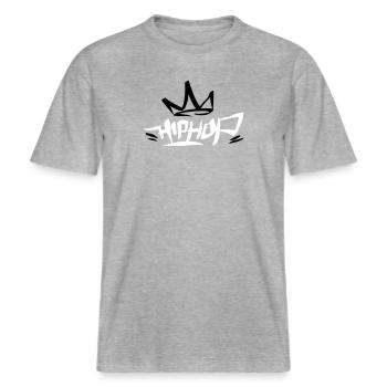 Graffiti Tag HipHop King 01 2C -  T-shirt unisexe RELAXED FIT en coton bio - gris chiné - Devant - Alina (178cm) & Michal (187cm)
