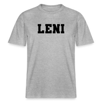 Name - Leni -  RELAXED FIT Unisex Organic T-Shirt - Grau meliert - Vorne - Alina (178cm) & Michal (187cm)
