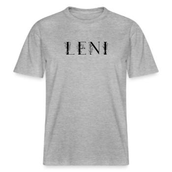 Name - Leni -  RELAXED FIT Unisex Organic T-Shirt - Grau meliert - Vorne - Alina (178cm) & Michal (187cm)