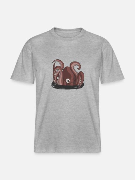 Der Beginn der Krake -  RELAXED FIT Unisex Organic T-Shirt - Grau meliert