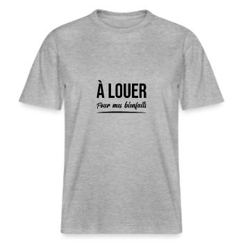 À LOUER (POUR MES BIENFAITS) ! -  T-shirt unisexe RELAXED FIT en coton bio - gris chiné - Devant - Alina (178cm) & Michal (187cm)