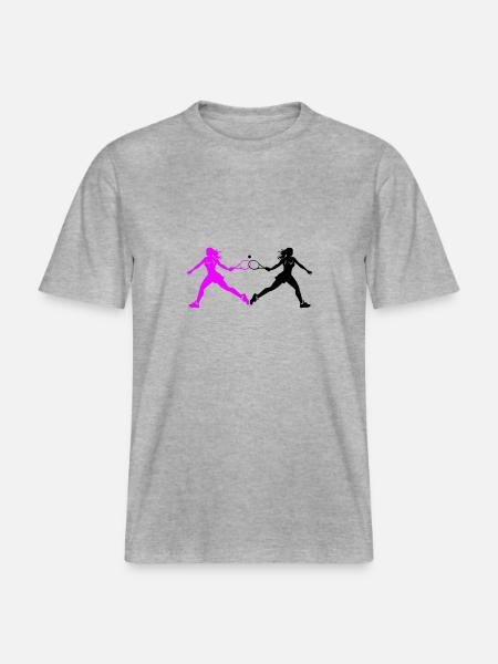 Tennis Player Silhouette -  RELAXED FIT Unisex Organic T-Shirt - heather grey