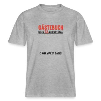 Gästebuch 72 Geburtstag Wir Waren Dabei -  RELAXED FIT Unisex Organic T-Shirt - Grau meliert - Vorne - Alina (178cm) & Michal (187cm)