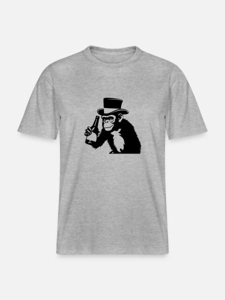 Monkey Drunk Party Silhouette -  RELAXED FIT Unisex Organic T-Shirt - heather grey