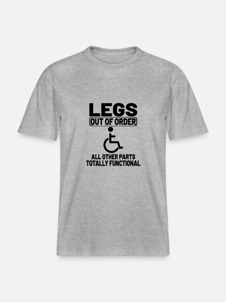 Funny Gift Amputation Wheelchair User -  RELAXED FIT Unisex Organic T-Shirt - heather grey