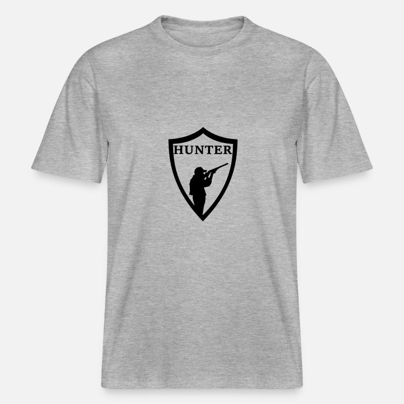 Hunter Abzeichen Jäger Jagd -  RELAXED FIT Unisex Organic T-Shirt - Grau meliert