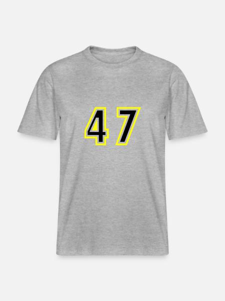 47 Number College - RELAXED FIT Unisex Organic T-Shirt - heather grey