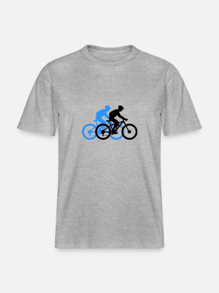 Mountain Bike Bicycle Man Silhouette - RELAXED FIT Unisex Organic T-Shirt - heather grey