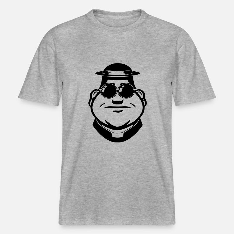 Lunettes de soleil visage pasteur -  T-shirt unisexe RELAXED FIT en coton bio - gris chiné
