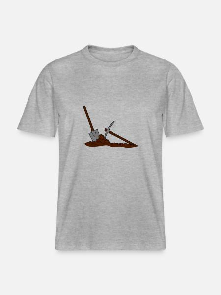 kilof kopać dziura kupa łopata kopać łopata kilof -  Ekologiczna koszulka Unisex RELAXED FIT - szary melanż