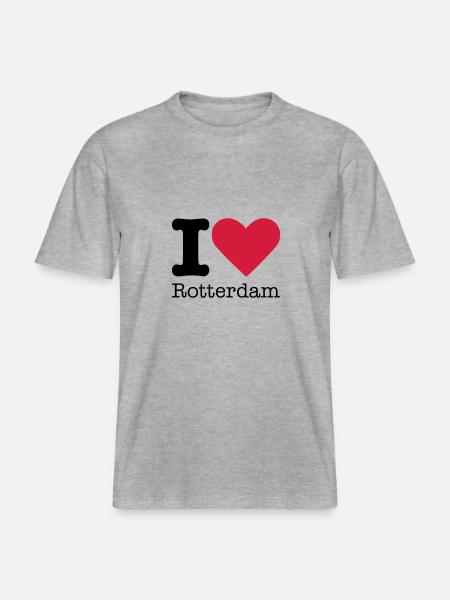 I Love Rotterdam - RELAXED FIT Unisex Organic T-Shirt - heather grey