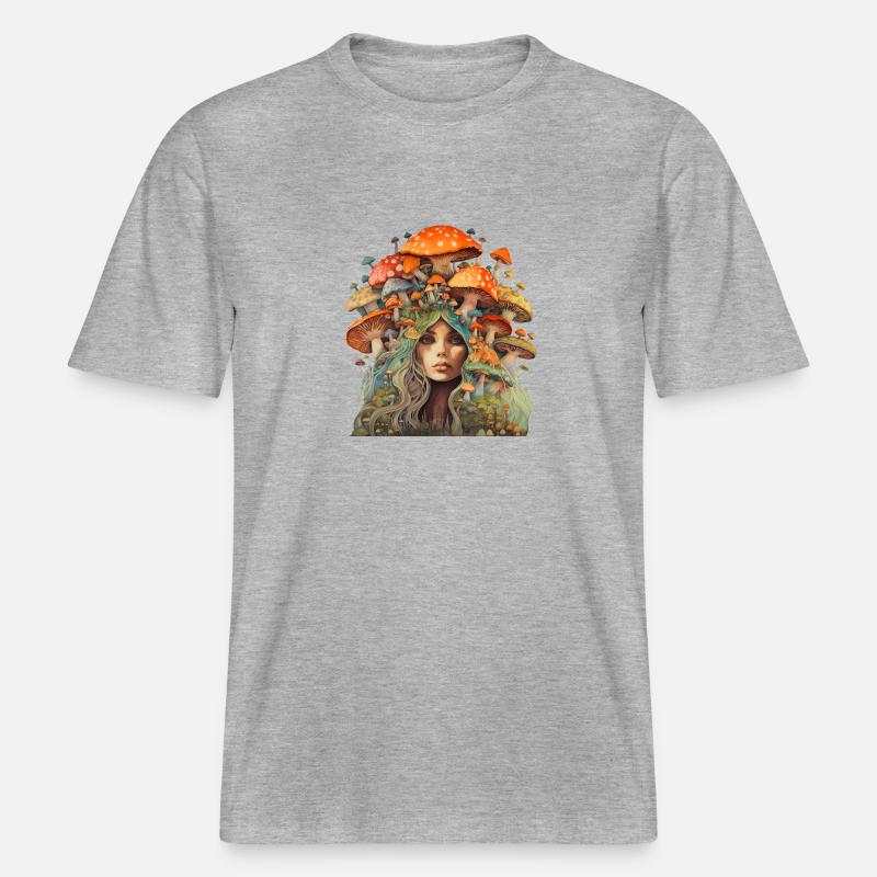 Mutter der Fliegenpilze - Mutter Erde - RELAXED FIT Unisex Organic T-Shirt - Grau meliert