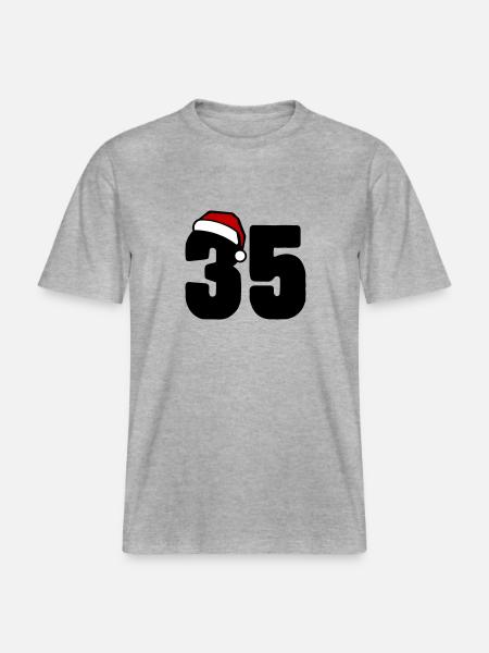 35 Numéro Noël - T-shirt unisexe RELAXED FIT en coton bio - gris chiné