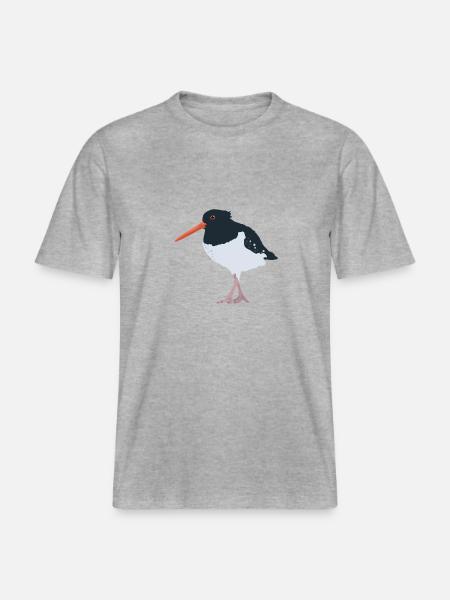 Austernfischer illustriert - RELAXED FIT Unisex Organic T-Shirt - Grau meliert