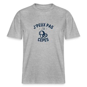 J peux pas j ai Cepes -  T-shirt unisexe RELAXED FIT en coton bio - gris chiné - Devant - Alina (178cm) & Michal (187cm)