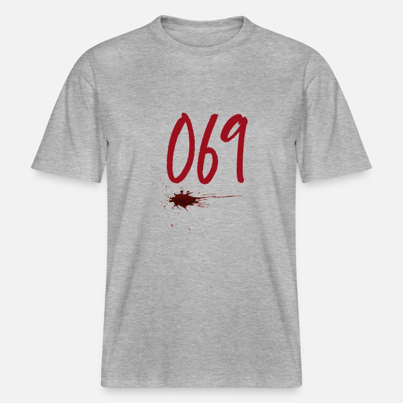 Code postal Francfort 069 -  T-shirt unisexe RELAXED FIT en coton bio - gris chiné
