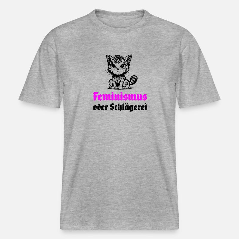 Feminismus oder Schlägerei -  RELAXED FIT Unisex Organic T-Shirt - Grau meliert