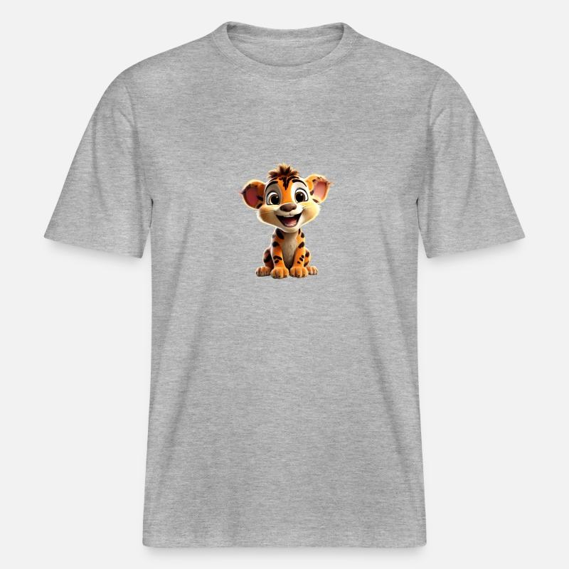 Lionceau Joyeux -  T-shirt unisexe RELAXED FIT en coton bio - gris chiné