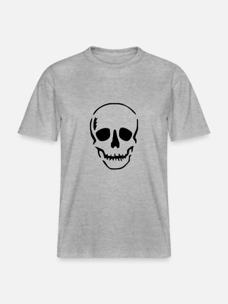 Schädel - RELAXED FIT Unisex Organic T-Shirt - Grau meliert