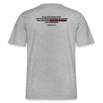 Spruch-Zitate-Coole Sprüche -  RELAXED FIT Unisex Organic T-Shirt - Grau meliert - Hinten - Alina (178cm)