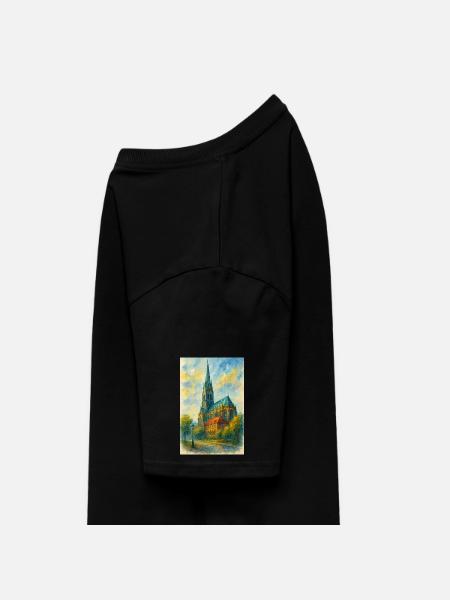 Église gothique de style impressionniste - T-shirt unisexe RELAXED FIT en coton bio - noir