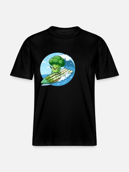 Broccoli surfs on asparagus -  RELAXED FIT Unisex Organic T-Shirt - black