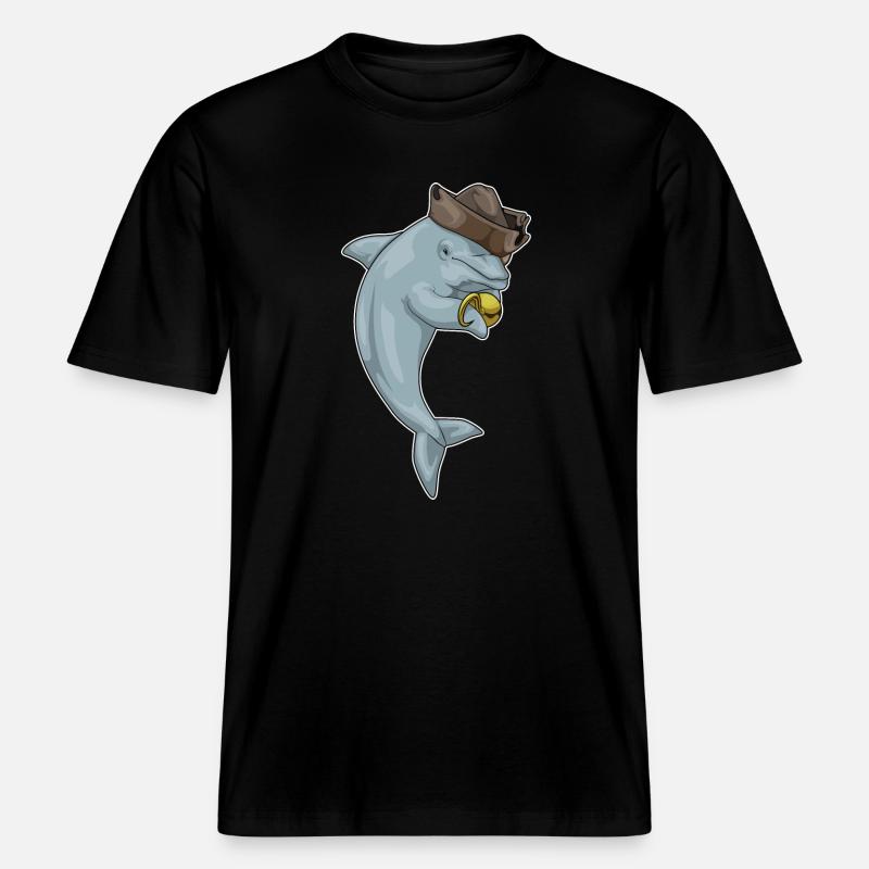 Dolphin Pirate Crochet Main -  T-shirt unisexe RELAXED FIT en coton bio - noir