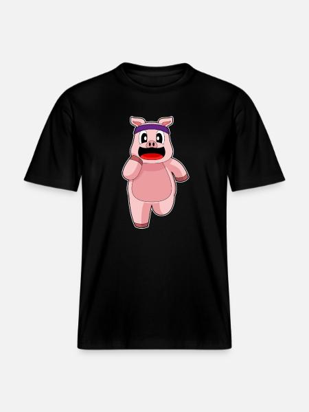 Pig Jogger Jogging Sport - RELAXED FIT Unisex Organic T-Shirt - black