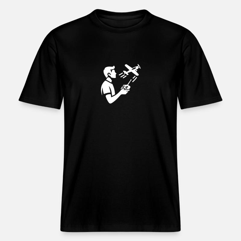 Vol avec l’avion télécommandé -  T-shirt unisexe RELAXED FIT en coton bio - noir