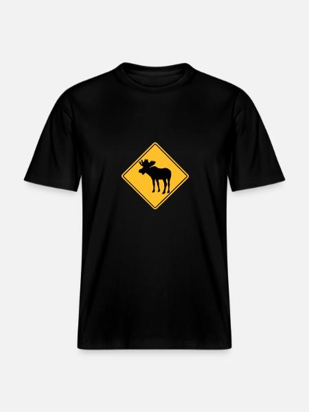 Moose Road Sign - RELAXED FIT Unisex Organic T-Shirt - Schwarz