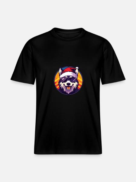 Samoyède Chien Noël Cool - T-shirt unisexe RELAXED FIT en coton bio - noir