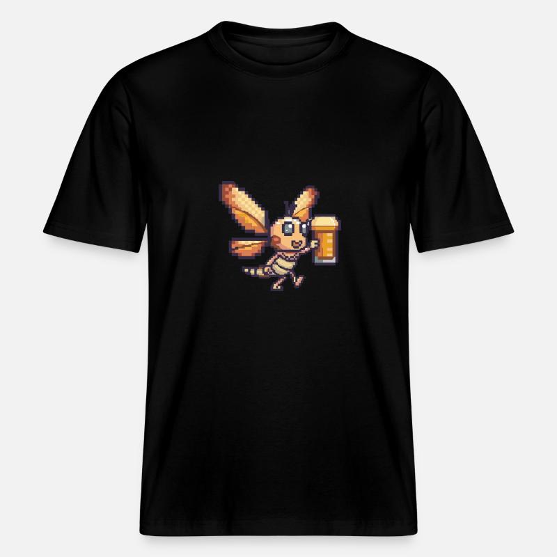 Libellule bière pixel - T-shirt unisexe RELAXED FIT en coton bio - noir