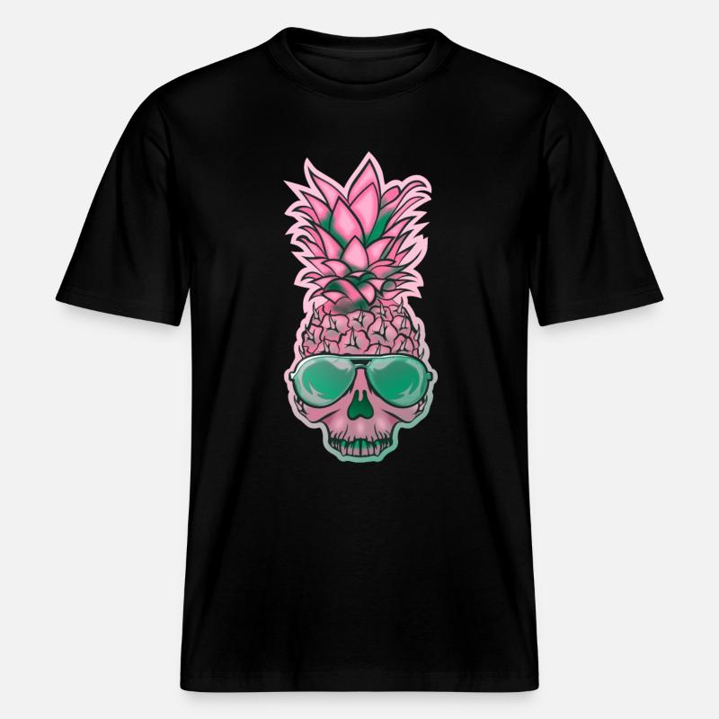 Crâne d'Ananas 2 -  T-shirt unisexe RELAXED FIT en coton bio - noir
