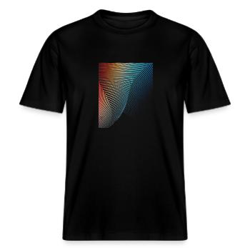 abstraktes geometrisches Muster Spirale Welle -  RELAXED FIT Unisex Organic T-Shirt - Schwarz - Vorne - Alina (178cm) & Michal (187cm)