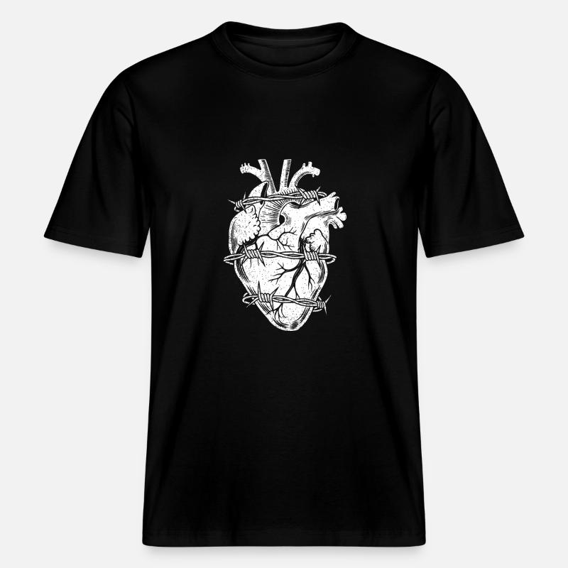 Stacheldraht Herz -  RELAXED FIT Unisex Organic T-Shirt - Schwarz