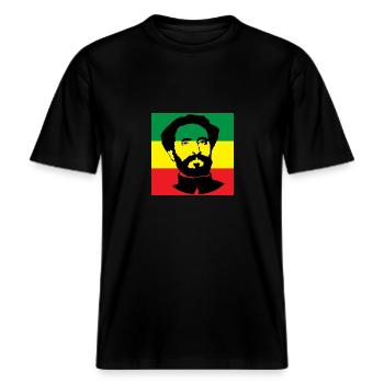 Reggae eu -  RELAXED FIT Unisex Organic T-Shirt - black - Front - Alina (178cm) & Michal (187cm)