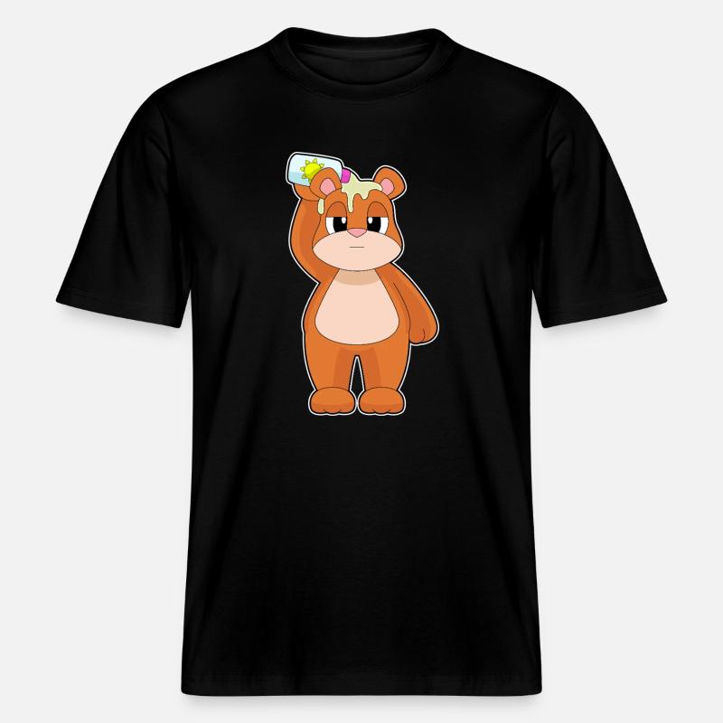 Bear Beach Sunscreen Summer -  RELAXED FIT Unisex Organic T-Shirt - black