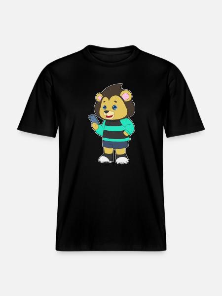 Lion Smartphone - RELAXED FIT Unisex Organic T-Shirt - black