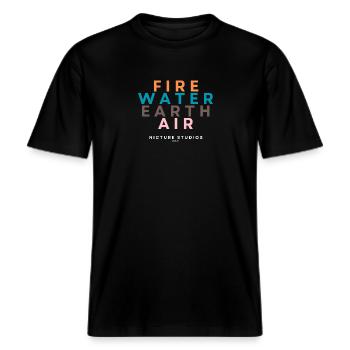 Nicture Studios Four Elements -  RELAXED FIT Unisex Organic T-Shirt - black - Front - Alina (178cm) & Michal (187cm)