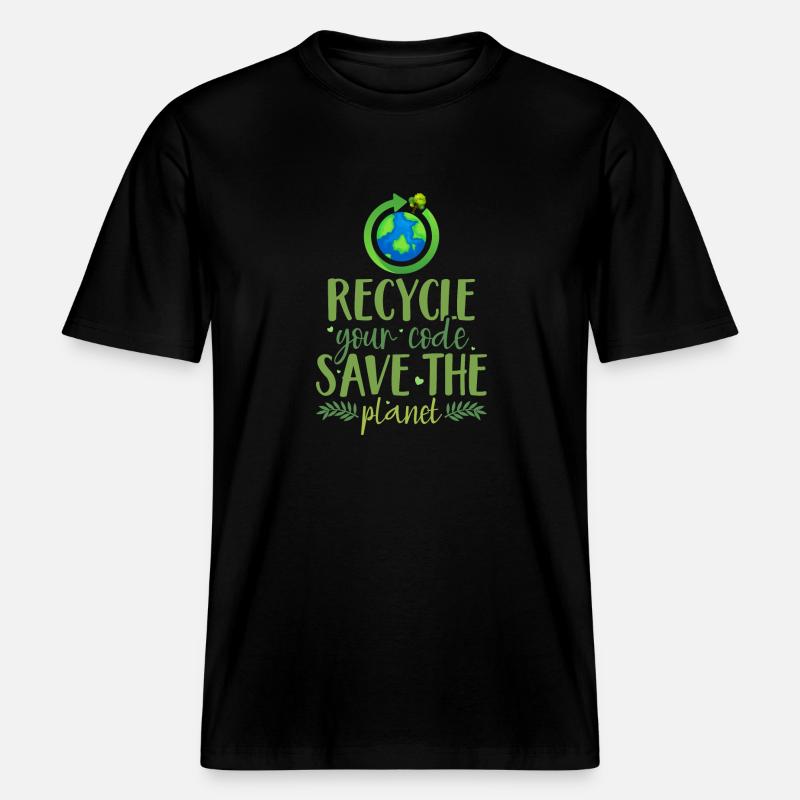 Recycle your code (green) - T-shirt unisexe RELAXED FIT en coton bio - noir