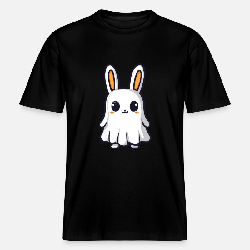 Hase Halloween Comic Geist - RELAXED FIT Unisex Organic T-Shirt - Schwarz