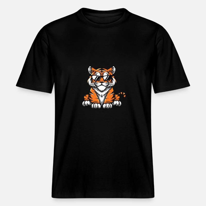 Tiger Cool Bande dessinée - T-shirt unisexe RELAXED FIT en coton bio - noir