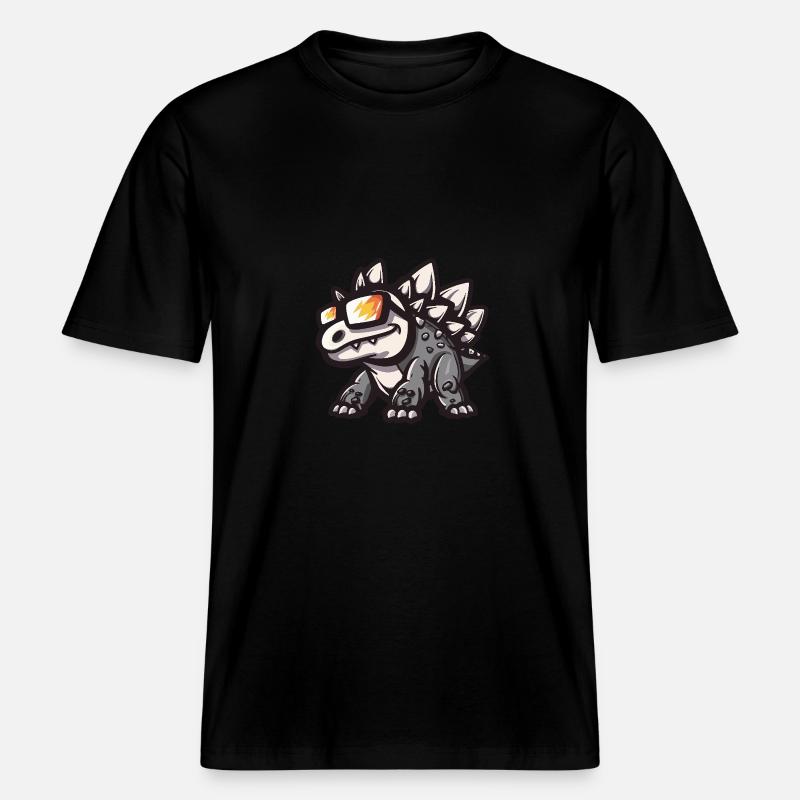 Dinosaurier stegosaurus Cool Comic -  RELAXED FIT Unisex Organic T-Shirt - Schwarz