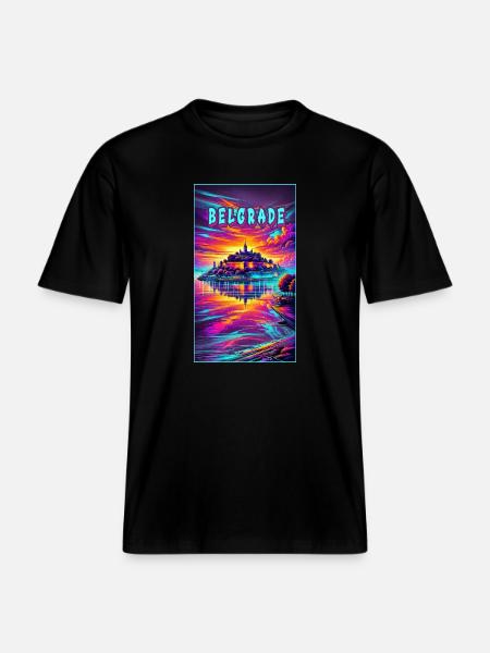 Belgrade Serbia souvenir design -  RELAXED FIT Unisex Organic T-Shirt - black