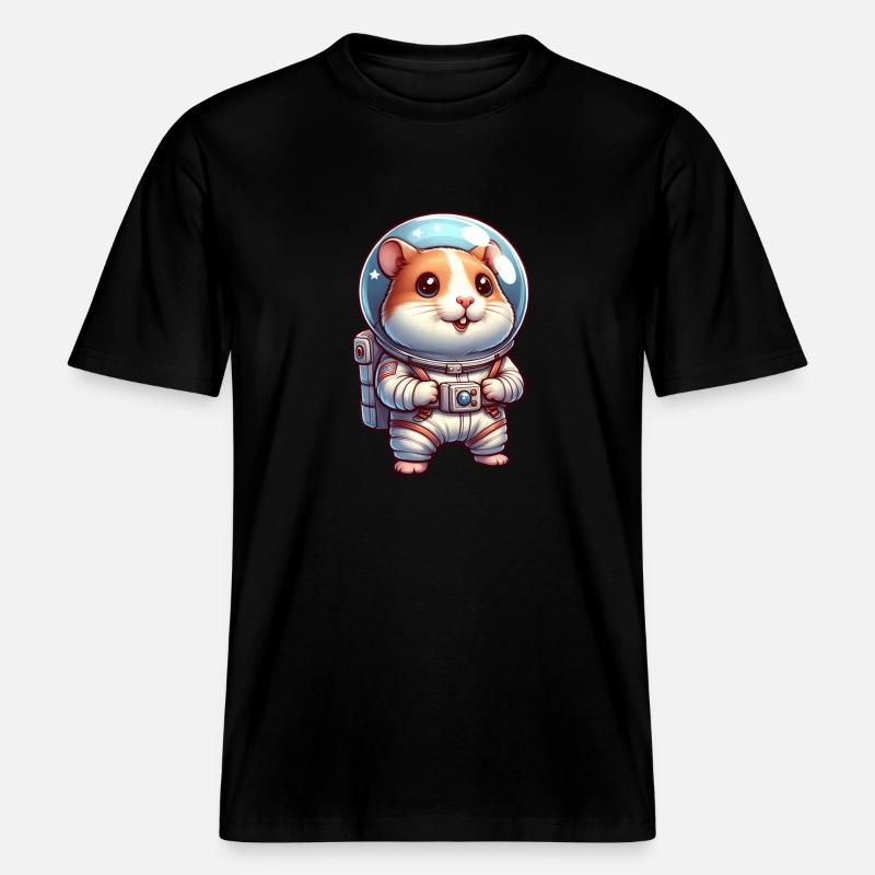 Mignon hamster astronaute dans l’espace - T-shirt unisexe RELAXED FIT en coton bio - noir