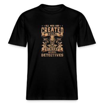 Detective clue trail secret agent -  RELAXED FIT Unisex Organic T-Shirt - black - Front - Alina (178cm) & Michal (187cm)