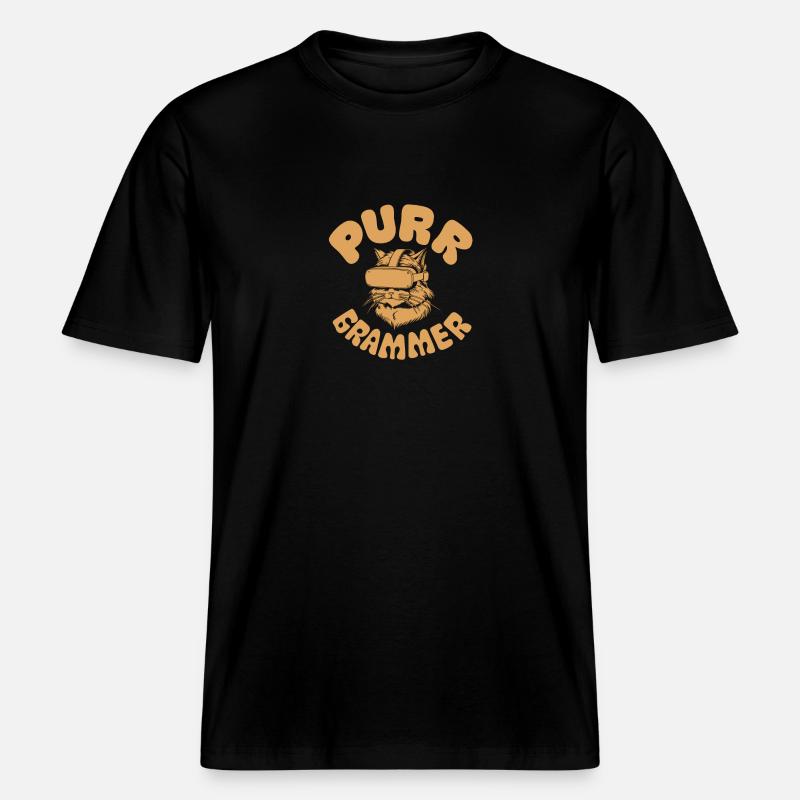 Coder Katze Lustig Programmierer Geschenk -  RELAXED FIT Unisex Organic T-Shirt - Schwarz
