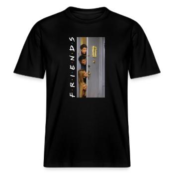 Friends Heads -  RELAXED FIT Unisex Organic T-Shirt - Schwarz - Vorne - Alina (178cm) & Michal (187cm)