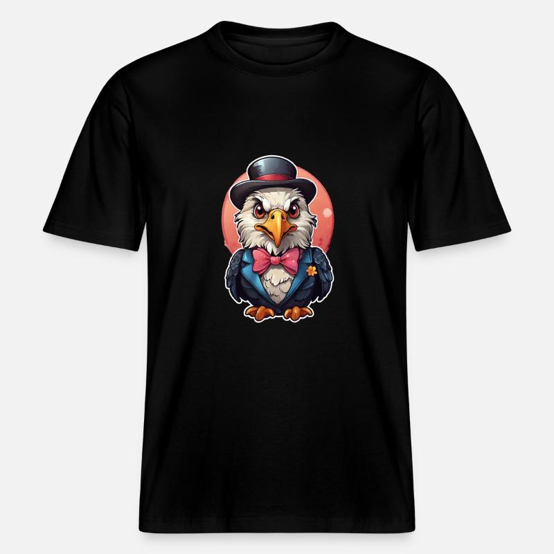 Funny Eagle Comic -  RELAXED FIT Unisex Organic T-Shirt - black