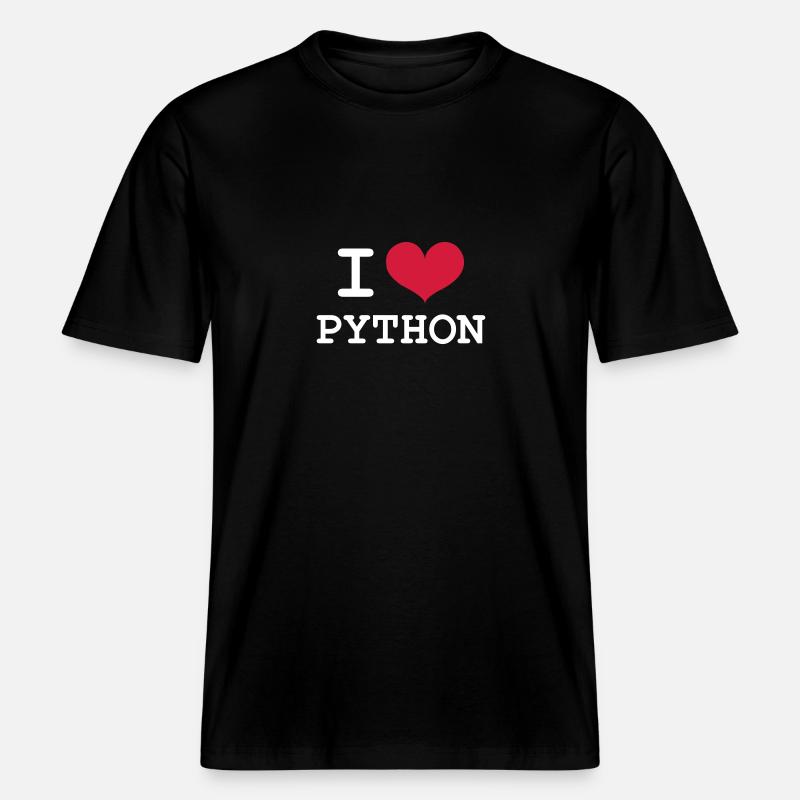 I Love Python -  T-shirt unisexe RELAXED FIT en coton bio - noir